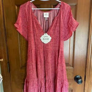 Knox Rose Short Sleeve Tiered Mini Dress- NWT
